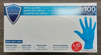 Large Latex Free Blue Vinyl Gloves