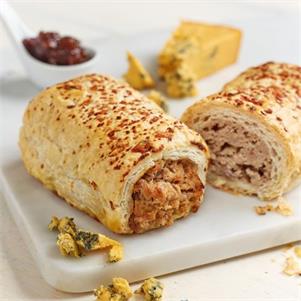 Unbaked Shrop Blue&Onion Sausage Rolls 32%